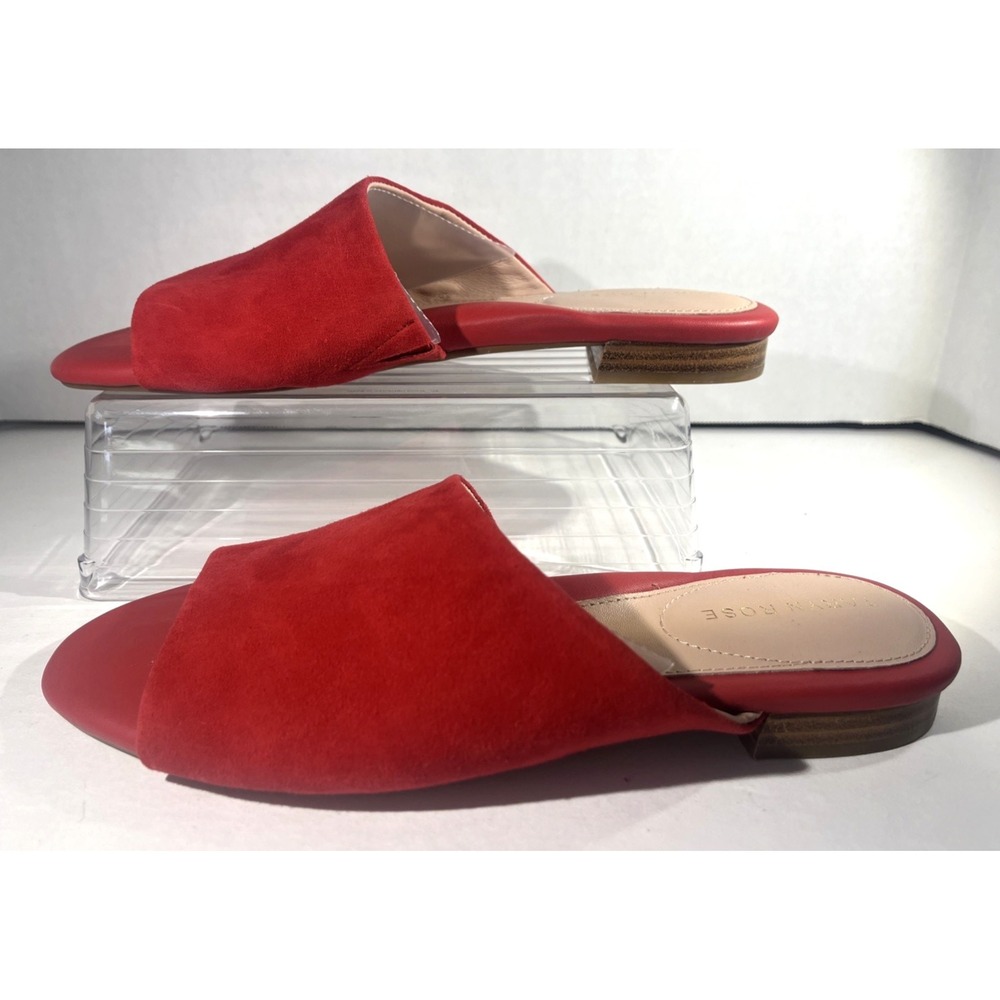 NWOB Taryn Rose Vanessa Suede Slip-on Flat Mules Slides Red Women's 9B Comfort - Picture 3 of 8